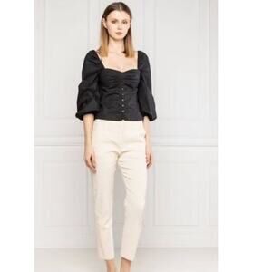 NWT  Pinko kappa pull 3/4 sleeve black corset blouse size 38/2